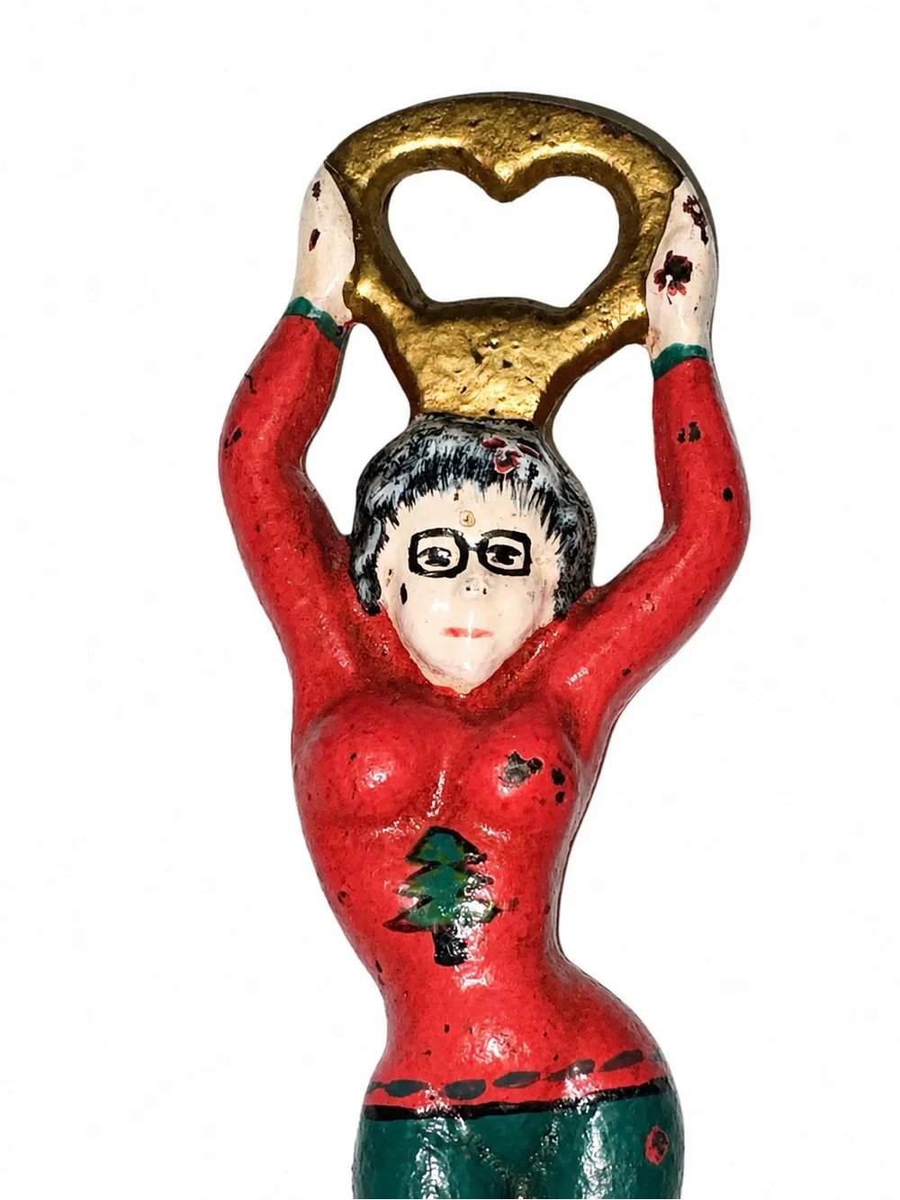 vintage cast iron figural bottle opener sexy grandma